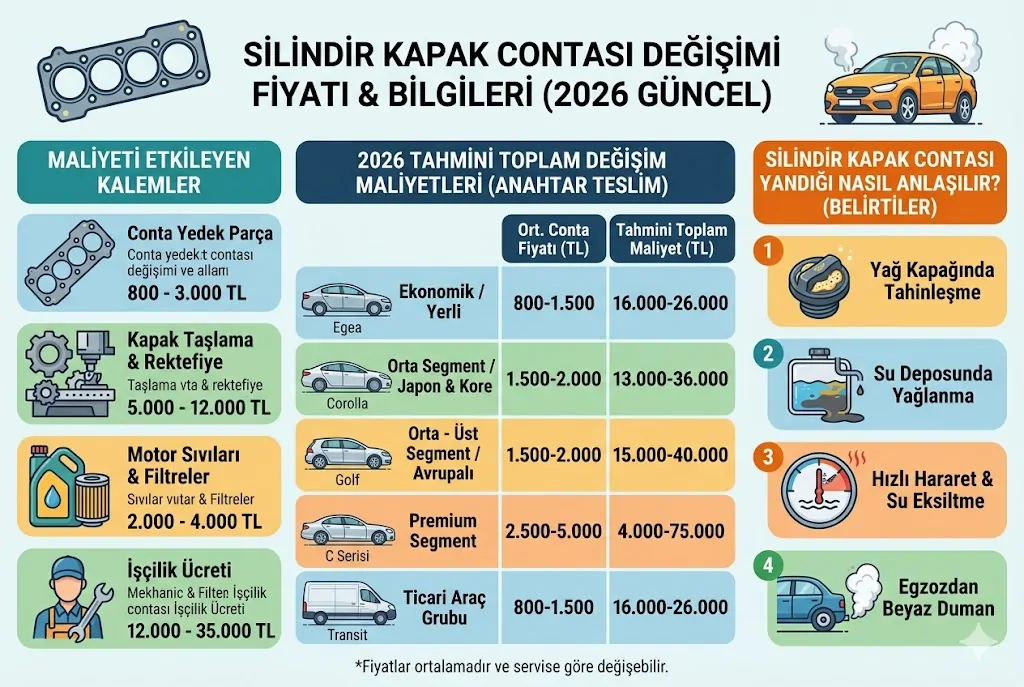 Silindir Kapak Contası Değişim Fiyatları